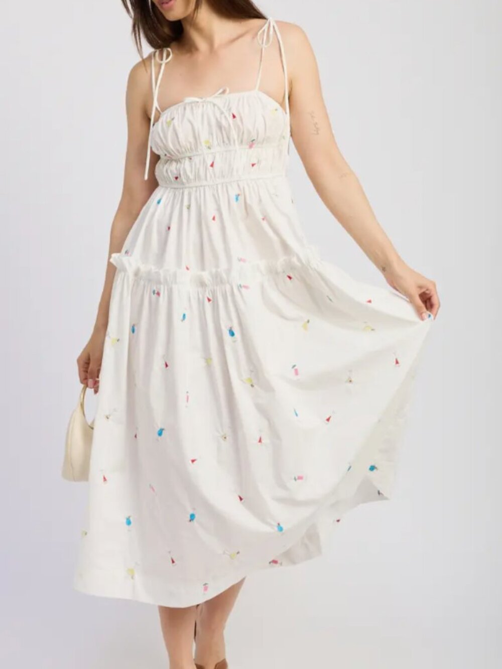 NWT En Saison Nellie S Embroidered Tiered Cotton Poplin Sundress
